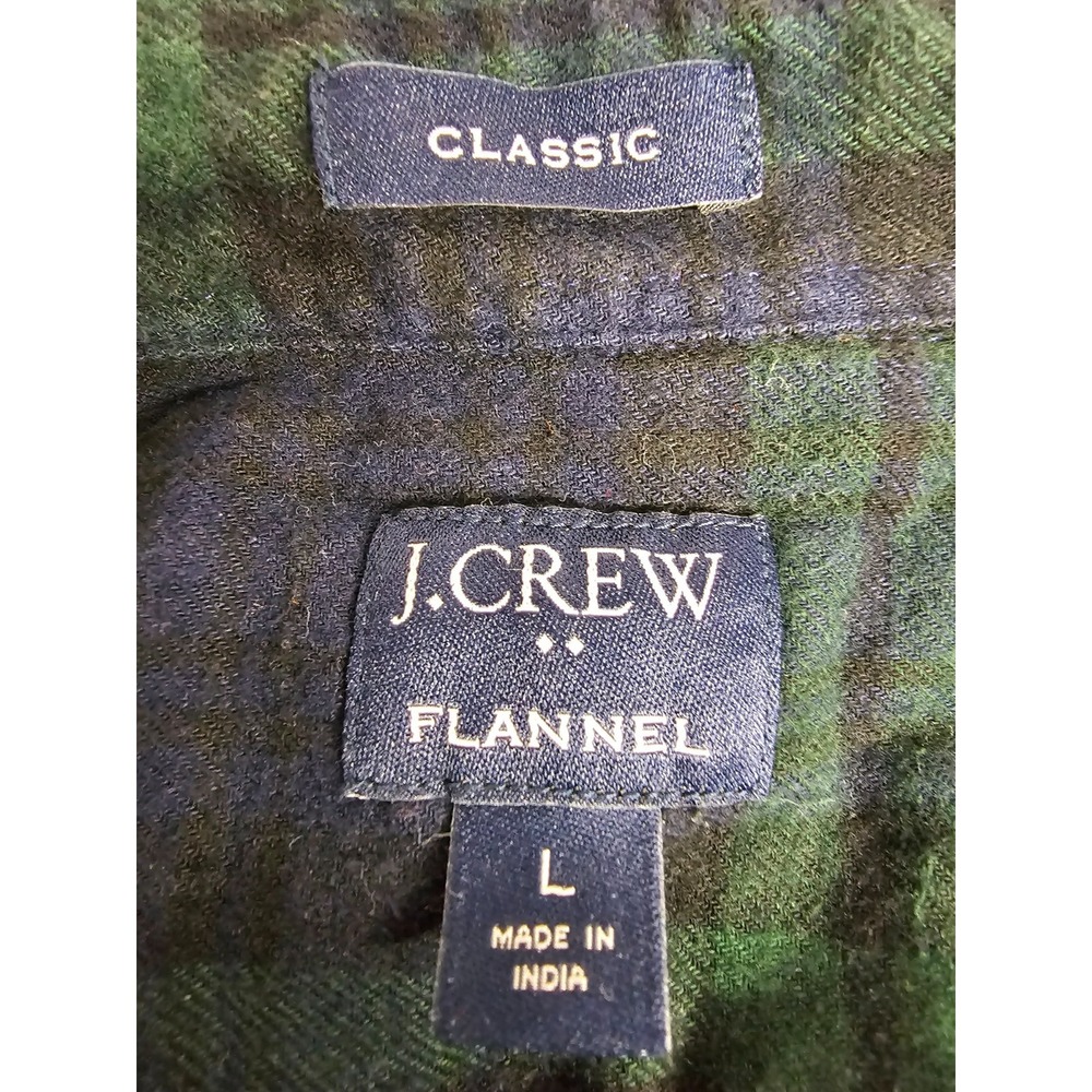 J.Crew Men's Classic-fit Long Sleeve Flannel, Green And Blue, Size L - Picture 6 of 6